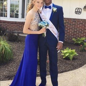 Blue Halter Prom Dress